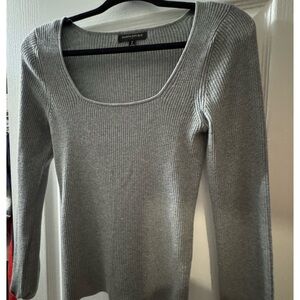 Banana Republic Gray Ribbed Knit Top